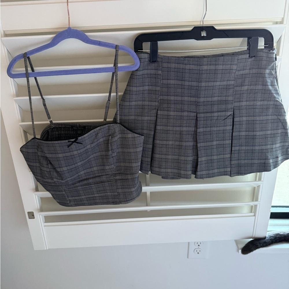 Wild Fable Checkered Black Skirt Set